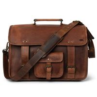 Genuine Buffalo Full-Grain Leather Business Briefcase Bag for Men | Roosevelt by Buffalo Jackson | Fits 13", 14", 15" Laptops | Color: Dark Oak