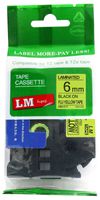 LM Tapes - Brother PT-320 Label Printer 6mm Black on Fluorescent Yellow Compatible TZe P-touch Tape (1/4" 0.23 Laminated) for Brother Model PT320 Label Maker