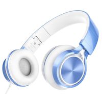 AILIHEN MS300 Wired Headphones, Stereo Foldable Headset for iOS Android Smartphone Laptop Tablet PC Computer (Blue)