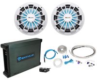 2) MB Quart NW1-254L 10" 600w Slim Marine Subwoofedr wLED's+Mono Amplifier+Wires