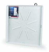Camco Washing Machine Drain Pan for Stackable Units with PVC Fitting-Collects Water Leakage and Prevents Floor Damage-White (21006)