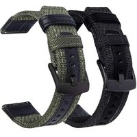 Olytop Strap for Galaxy Watch 42mm Band & Galaxy Watch Active2 40mm 44mm Bands/Active 40mm Bands - 2Pack 20mm Nylon Sport Wristband Bracelet for Garmin Vivoactive 3 Smartwatch - Black+Army Green