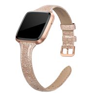 SWEES Leather Bands Compatible with Fitbit Versa 2 / Fitbit Versa Lite & SE/Fitbit Versa, Slim Thin Genuine Leather Replacement Strap for Versa Women (5.5" - 7.9"), Black, Champagne, Rose Gold, Tan