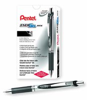 Pentel EnerGel RTX Retractable Liquid Gel Pen, 0.7mm Medium Line, Metal Tip, Black Ink, 12 Pack (BL77-A)