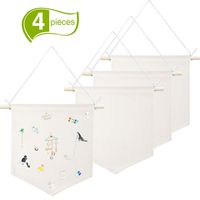 4 Pieces Wall Display Banners Blank Wall Canvas Banner Enamel Pin Banners for Display, Buttons and Label Collections (Beige White)