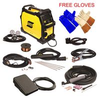 ESAB Rebel EMP 215ic MIG/Stick/Tig Welding Machine w/ Foot Control, 2 Gloves