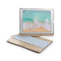 FuriGer iPad Keyboard Case for iPad Pro 9.7 Inch, New 2018 iPad, 2017 iPad, iPad Air 1 and 2 Bluetooth Keyboard with 360 Rotate Smart Folio Hard Back Cover, Slim Fit, Auto Wake and Sleep -Gold