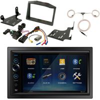 Dual Double-DIN Digital Media USB AUX Bluetooth Receiver w/Touchscreen, Scosche Dash Kit and Harness Radio Install Kit, Marine Antenna (Bundle Fits 2015-Up Polaris Slingshot)