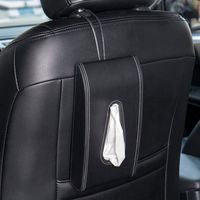 Mr.Ho Luxury Black Leather Car Back Seat Headrest Hanging Tissue Holder Case Mount, Multi-use Car Tissue Paper Box with Temporary Parking Card for Car & Truck Decoration