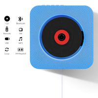 CD Player, Wrcibo Wall Mountable Bluetooth CD Player Speaker Innovative Pull Switch with Remote HiFi Speaker USB Drive Player and Aux in & Headphone Jack (Blue)