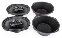 Skar Audio RPX69 6" X 9" 270W 3 Way Coaxial Speakers (1 Pair) with One Pair of 6" X 9" Universal Speaker Baffles