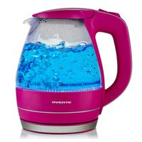 OVENTE Electric Kettle 1.5 Liter Tempered Borosilicate Glass BPA-Free, 1100 Watts Fast Heating, Auto Shutoff and Boil Dry Protection, Fuchsia Pink (KG83F)