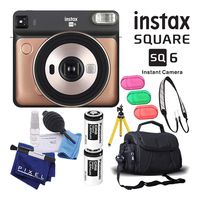 Fujifilm Instax Square SQ6 Instant Camera (Blush Gold) Creative Instant Film Camera Kit Advanced Bundle with Camera Case + Neck Strap + Tripod + Deluxe Cleaning Kit + More Accessories
