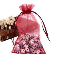 PH PandaHall 100PCS 4x6 Inches DarkRed Organza Gift Bags with Drawstring Candy Bags Jewelry Pouches for Baby Shower, Wedding, Birthday, Party, Christmas