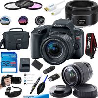 Canon EOS Rebel SL2 Kit with EF-S 18-55mm f/4-5.6 IS STM Lens Digital SLR Cameras (Black) + Canon EF 50mm f/1.8 STM Lens - Deal-Expo Accessories Bundle