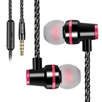 3.5mm Stereo Wired Earphones KINGTOP in-Ear Wired Earbuds with Volume Control for Mobile Phones, PC,MP3,etc (Red-Black)