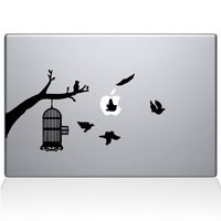 The Decal Guru Birdcage Tree Apple Ad Decal Vinyl Sticker, 11" MacBook Air, Black (2309-MAC-11A-BLA)