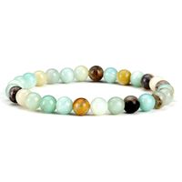 Cherry Tree Collection Gemstone Beaded Stretch Bracelet 6mm Round Beads | Medium - 7" (Amazonite Multi-Color)