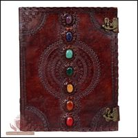 Leather Journal Book Seven Chakra Medieval Stone Embossed Handmade Book of Shadows Notebook Office Diary College Book Poetry Book Sketch Book 10 x 13 Inches