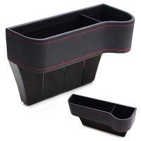 iJDMTOY (1) Black Leather Console Side Pocket Organizer, Car Seat Catcher w/ Cup Holder Compatible With Drinks, Key, Wallet, Phone, Sunglasses, etc