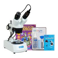 OMAX 10X-20X-30X-60X Cordless Stereo Binocular Microscope with 5MP Camera, Cleaning Pack, Book