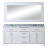 Water Creation MADISON 60WB 60-Inch Solid White Double Sink Bathroom Vanity with Matching Framed Mirror