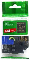 LM Tapes - Premium 3/8" Gold Print on Black Label (9mm 0.35 Laminated) Compatible with P-Touch TZe-324 Tape and Comes with Great Tape Color/Size Guide for Easy reordering.