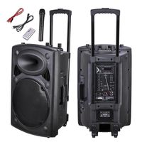 AW 1500W Portable Active PA Speaker w/Wireless Microphone Guitar AMP Bluetooth USB SD LCD FM Party Show