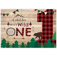 Allenjoy 7x5ft Lumberjack Wild One Backdrop Wonederland Boy Prince 1st First Birthday Supplies Red Black Buffalo Plaid Children Kids Party Decorations Props Baby Shower Decoration Photoshoot Cake