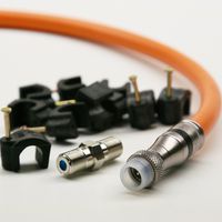 RG11 CABLE with Weather Boot F Connectors - Tri-Shield Underground Coaxial DIRECT BURIAL Gel Coated Flooded COAX - Plus Female Splice Barrel & 10 Cable Nail Clips by PHAT SATELLITE INTL 200FT ORANGE