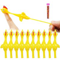 Rubber Chicken Slingshot Novelty Stress Flickin Chicken Game Flying Chicken Toys Sticky Rubber Slingshot Chicken Office Pranks Easter Chicks Halloween Games Christmas Toys for Kids Adults 10 PCS
