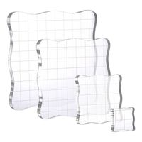 Whaline 4 Pieces Stamp Blocks with Grid and Grip, Acrylic Clear Stamping Blocks Set Essential Stamping Tools for Scrapbooking Crafts Making