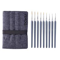OOKU Detail Paint Brush Set 9pc- Professional Tiny Minature Fine Detail Brushes for Art Painting, Face Painting, Detailing, Model Craft Art Painting - Black Wooden Handle & Wool Storage Wrap Organizer