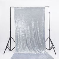 Zdada 5ft6ft Silver Shimmer Sequin Satin Fabric Photography Backdrop Sequin Curtain for Wedding/Party-Seamless,Not Through