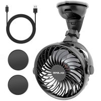 OPOLAR Mini Car & Kitchen USB Fan, Four Speeds, Strong Attraction on Windshield/Car Window, 360° Rotation, Cooling Fan for Sedan SUV RV Boat Auto Vehicles, Only USB Powered (Two Suction Bases)