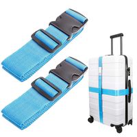 Luxebell Luggage Straps Suitcase Belt Add-A-Bag Travel Accessories, Heavy Duty Strap, 2-Pack (6.56ft, Blue)