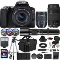 Canon EOS Rebel SL3 DSLR Camera (Black) + 3 Lens Bundle (Canon EF-S 18-55mm STM, Canon EF 75-300mm III and 500mm Preset Telephoto Lens) with Premium Accessories
