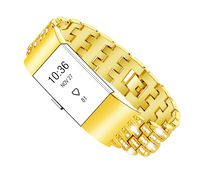 Maccasing Bands Compatible Fitbit Charge 2 - Metal Replacemen Adjustable Bracelet/Accessories Wristband with Premium Rhinestone Compatible Fitbit Charge 2 Bands Women Men/Sliver Black Gold