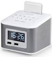 Alarm Clock Radio,Wireless Bluetooth Speaker,Digital Alarm Clock USB Charger for Bedroom with FM Radio/USB Charging Port/AUX-IN and Cell Phone Stand/Snooze/Dimmer/Battery Backup Function(White)