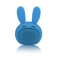 Mini Bluetooth Speaker Wireless Portable Cute Bunny with Squishy Ears (Denim Blue)