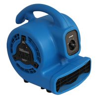 XPOWER P-80A Mini Mighty Air Mover, Floor Fan, Dryer, Utility Blower with Built-in Power Outlets- Blue