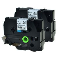 GREENCYCLE 2PK Extra Strength Adhesive Black on White Label Tape Compatible for Brother TZE-S251 TZ-S251 TZeS251 1/0.94Inch PT-P700 Labeling Maker (2PK TZS251)