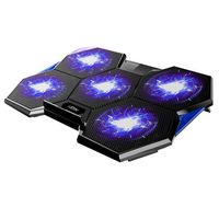 Laptop Cooling Pad, Laptop Cooler Pad 5 Quiet Fans LED Lights, for 12 to17 Inches Laptops with 2 USB Connection i-Star Rapid Cooling Action Metal Mesh Slim Portable Adjustable Retractable Stand（Blue）
