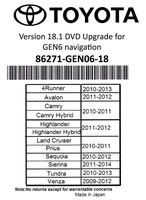 New Latest 2019 Toyota U9A Nav DVD Gen 6 18.1 Map GPS Update 86271-GEN06-18