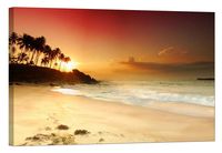 LightFairy Glow in The Dark Canvas Painting - Stretched and Framed Giclee Wall Art Print - Beach Ocean Palm Beach - Master Bedroom Living Room Decor - 6 Hours Glow - 24 x 16 inch