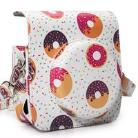 Woodmin Groovy PU Leather Instant Camera Case with Shoulder Strap for Fujifilm Instax Mini 90 (Dount)