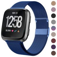 HAPAW Bands Compatible with Fitbit Versa/Versa 2, Women Men Metal Stainless Steel Replacement Sport Bracelet Strap Wristbands Accessories Small Large with Magnet Lock for Versa Smartwatch