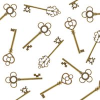 Antique Style Bronze Brass Skeleton Castle Dungeon Pirate Keys for Birthday Party Favors, Mini Treasure Toy Gifts, Medieval Middle Ages Theme (30 Pieces) (Gold)