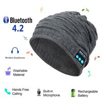 Bluetooth Beanie Music Hat,Wireless Headphones Musical Speaker Wave Pattern Knitted Cap for Winter Walking Dog Winter Sports Traveling Exercise Running Waiting Bus (Grey)
