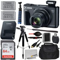 Canon PowerShot SX730 HS Digital Camera with Essential Bundle - Includes: SanDisk Ultra 64GB Memory Card, Extended Life Replacement Battery (NB-13L), 57" Tripod, Carrying Case & More